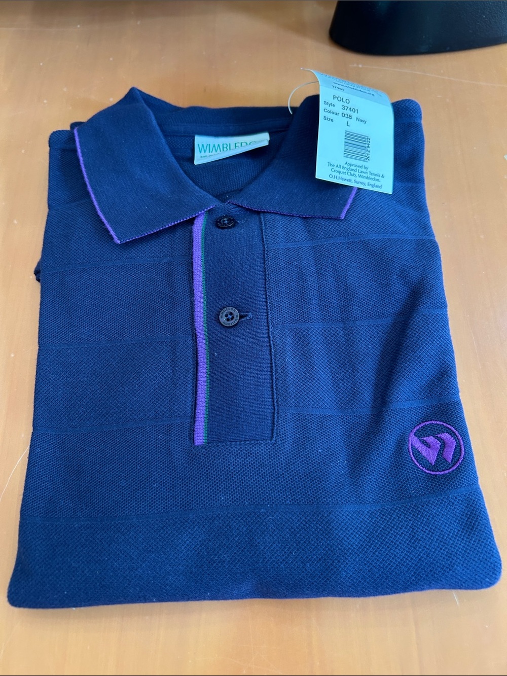 Wimbledon Navy Polo with Purple Trim